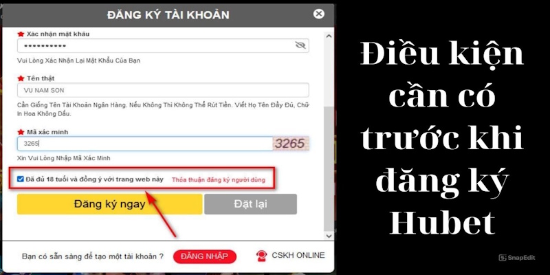 Những điều kiện cần có khi đăng ký Hubet
